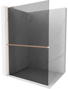 Mexen Kioto+ L ścianka prysznicowa z półką Walk-in 70 x 200 cm, grafit, miedź szczotkowana - 800-070-123-65-40