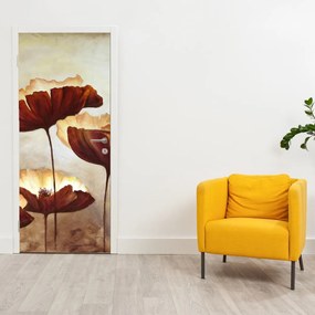 Fototapeta na drzwi - Czerwone kwiaty (95x205cm)