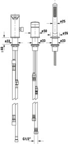 3-otworowa bateria wannowa Duravit Wave