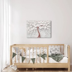 Obraz - Obraz białego drzewa z kwiatami, rosegold (70x50 cm)
