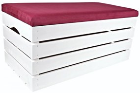 Pufa kufer skrzynia drewniana sosnowa siedzisko 80cm malowana biała