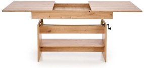 Rozkładany ławo-stół, podnoszony blat, dąb artisan 120-160/70/61-72 ERIKA