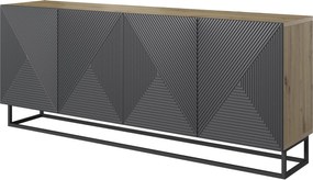 Komoda Asha 200 cm czterodrzwiowa na stelażu - artisan / rivier stone mat