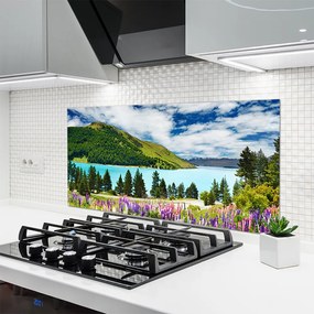 Dekor Szklany do Kuchni Panorama Alpejskiego Jeziora