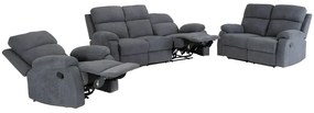 Kanapy 3+2+1-osobowa TOLZANO z tkaniny, z manualną funkcją relax – kolor antracytowy