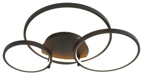 Inteligentna lampa sufitowa czarna 3-światłowa z pilotem - RondasDesignerski Oswietlenie wewnetrzne
