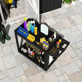 HOMCOM Wózek narzędziowy z 2-poziomowymi półkami, uchwyt, koła, Plastik, Czarny