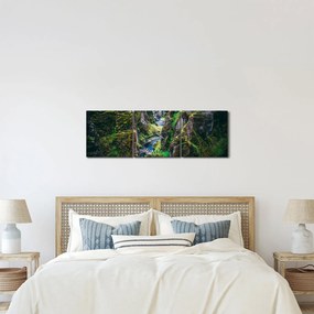 Obraz - Rzeka w skalistej dolinie (z zegarem) (90x30 cm)