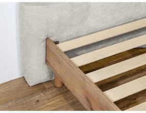 Jasnoszare tapicerowane łóżko dwuosobowe ze stelażem 180x200 cm Kumo – Bobochic Paris