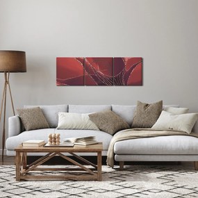 Obraz - Czerwony abstrakcyjny kwiat N⁰2 (z zegarem) (90x30 cm)