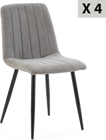 Zestaw 4 krzeseł Sagi pokrytych szarym materiałem.