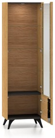 Witryna do salonu HESTIA 1W1D 58cm dąb/czarna prawa ML MEBLE