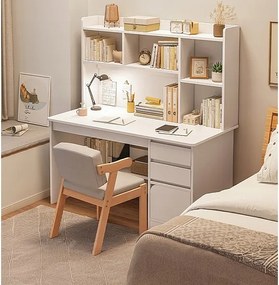 Biurko młodzieżowe komputerowe stolik białe z regałem półkami szuflady