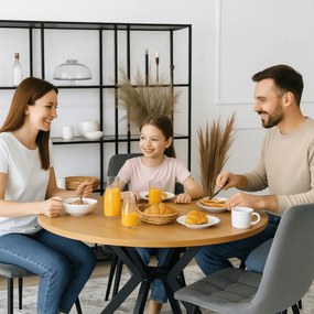 Stół Okrągły Rozkładany LUKAS 100-250 cm Dąb Złoty Nowoczesny Loft