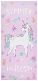 Różowo-fioletowy bawełniany ręcznik plażowy 76x160 cm Summer Unicorn – Catherine Lansfield