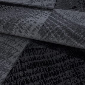 Dywan nowoczesny Plus Kwadraty szaro-czarny 80 cm x 300 cm