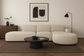 Narożnik modułowy CURSAL F prawostronny 364×166×70 cm kremowy Raven 24 – zaokrąglone leżanki, wolnostojący