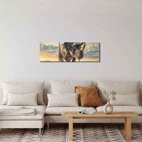 Obraz - Triceratops (z zegarem) (90x30 cm)