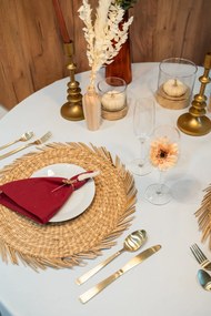 Komplet świeczników ze szkła Ete z drewnianymi podstawkami, 3 sztuki