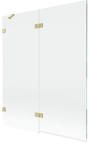 Mexen Lunar parawan nawannowy 2-skrzydłowy lewy 140 x 150 cm, transparent, złoty szczotkowany - 897-140-100-55-00-L