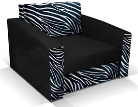 Czarno-biały fotel rozkładany w zebrę T2-D42