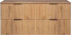 Szafka pod umywalkę, Dąb Craft + czarny uchwyt, 120 ( 2 x 60) x 57 x 46 cm + Blat