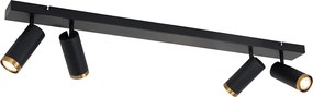 Nowoczesny plafon z reflektorami czarny z brązem 4-światłowy regulowany - Renna
