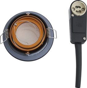 Zestaw 6 nowoczesnych reflektorów wpuszczanych czarno-złotych, obrotowych i uchylnych IP44 - Chuck