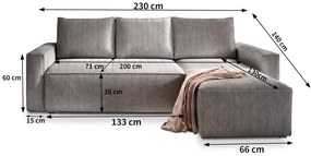 Szary narożnik SMART COSARO, dwustronny + 2 poduszki GRATIS