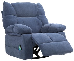 HOMCOM Fotel Masażer z Funkcją Ogrzewania i Leżenia, Obrotowy, do 150 kg, Konstrukcja Metalowa, 98x90x98cm, Niebieski | Aosom PL