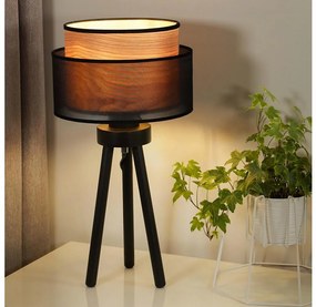 Duolla - Lampa stołowa WOOD BOHO 1xE27/15W/230V śr. 25 cm czarny/beżowy