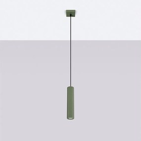 Lampa wisząca minimalistyczny Gloow, aluminium - 1 źródło światła 4000K - L.8 x H.118 cm - zielony oliwkowy