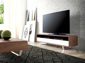 Stojak TV białe drewno, orzech i stal chromowana 3046 ANGEL CERDA
