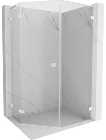 Mexen Lunar L kabina prysznicowa pięciokątna uchylna lewa 80 x 90 cm, transparent, biała - 831L-080L-090P-20-00-L
