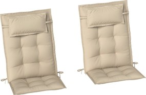 Outsunny Zestaw 2 poduszek na leżak ogrodowy, Wodoodporne, Beżowe, 50x116x5 cm
