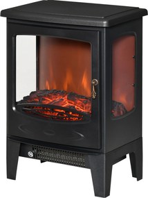 HOMCOM Elektryczny kominek z ogrzewaniem, 1800 W kominek elektryczny z efektem płomienia LED