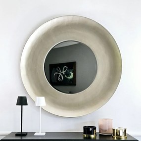 Lustro w srebrnej, okrągłej ramie , średnica 108cm