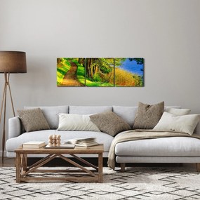 Obraz szlaku wzdłuż wody (z zegarem) (90x30 cm)