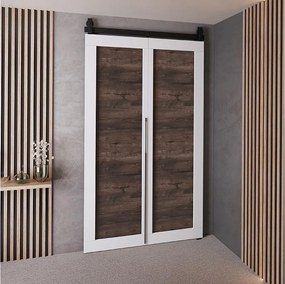 Drzwi Przesuwne QUDIO M1 Biały + Jesion Ciemny 100