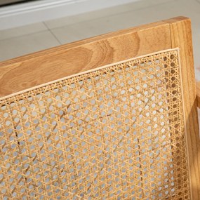 HOMCOM Egzotyczny Fotel Tapicerowany, Drewno Kauczukowe, Poduszka o Wyglądzie Lnu, 63D x 69S x 78W cm, Kremowy