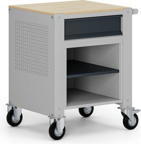 Mobilny kontener G9, 1 półka, 1 szuflada, 675 x 595 x 865-1130 mm, szary/grafitowy