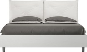 Łóżko wyposażone w stelaż z listwami z pojemnikiem 160x200 Frassino biała poduszkami sztucznej skóry biały Egos Appia