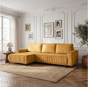 Narożnik w kształcie L, z funkcją spania, do salonu, Juka Terra, żółty (48)