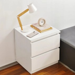 Biały stolik nocny z szufladami, 41×32×30 cm, nowoczesny design