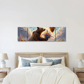 Obraz - Niedźwiedź i pszczoły (170x50 cm)