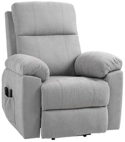 HOMCOM Fotel masażer dla seniorów z funkcją wstawania 8 punktów masażu pilot boczne kieszenie szary 89cm x 99cm x 103cm | Aosom PL