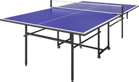 SPORTNOW Stół do tenisa stołowego, składany, przenośny, 2 rakiety, 3 piłki, rama metalowa, 274x152,5x76 cm, Niebieski