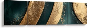 Obraz - Zielona abstrakcja ze złotem I. (170x50 cm)