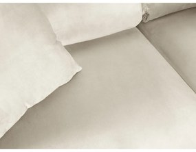 Beżowy aksamitny rozkładany narożnik ze schowkiem (prawostronny/w kształcie litery L) Kyoto – Cosmopolitan Design
