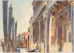 Obraz na szkle - John Singer Sargent, Gondola Moorings on the Grand Canal, reprodukcje (70x50 cm)